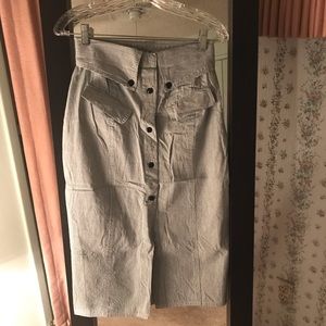 Blue and white pin striped high waist pencil skirt